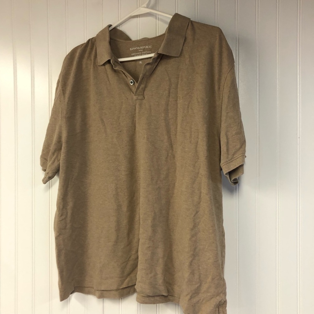 Banana Republic Men's Tan Polo Short Sleeve Shirt Organic Cotton XL